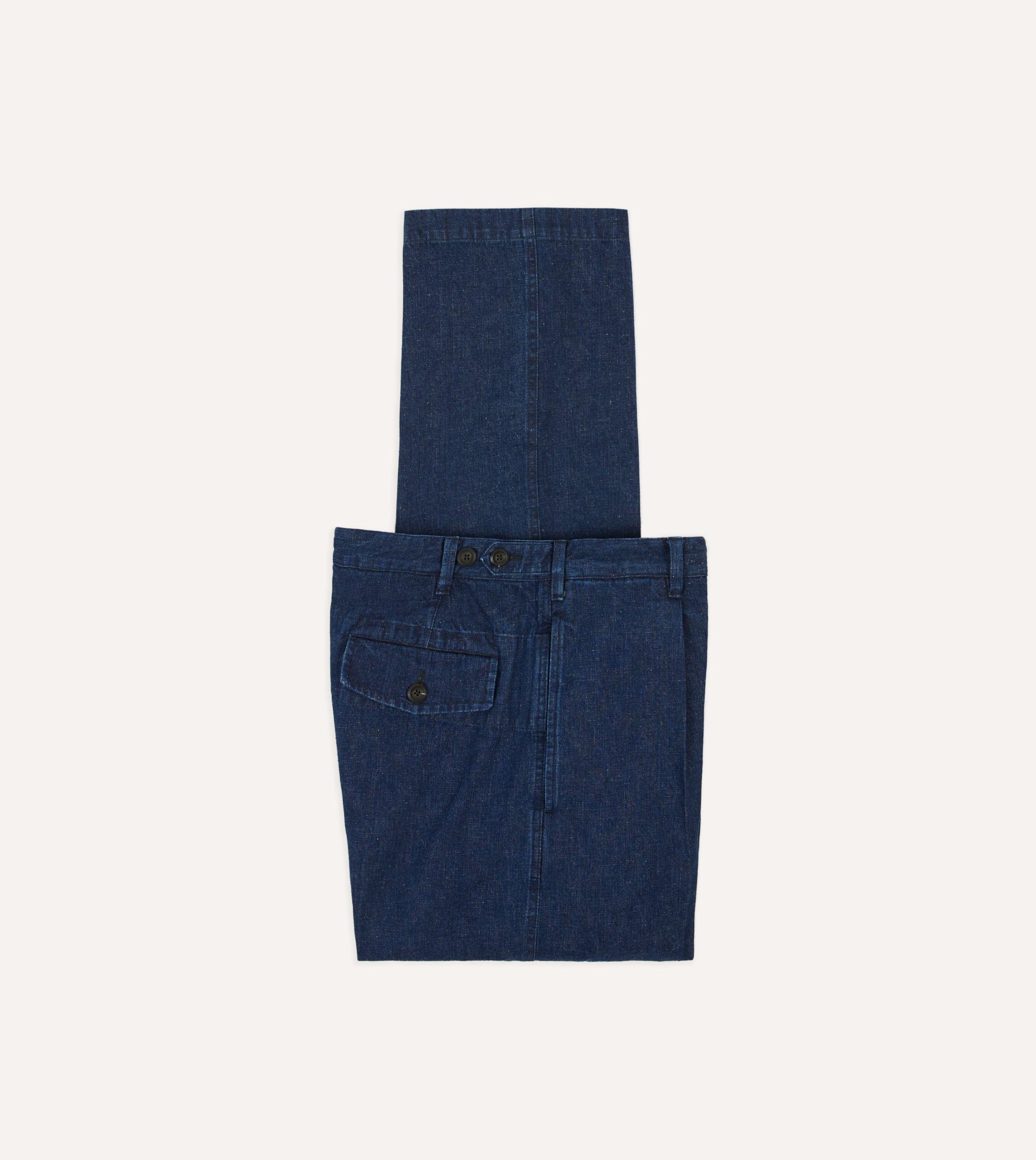 Indigo Cotton-Linen Games Trousers