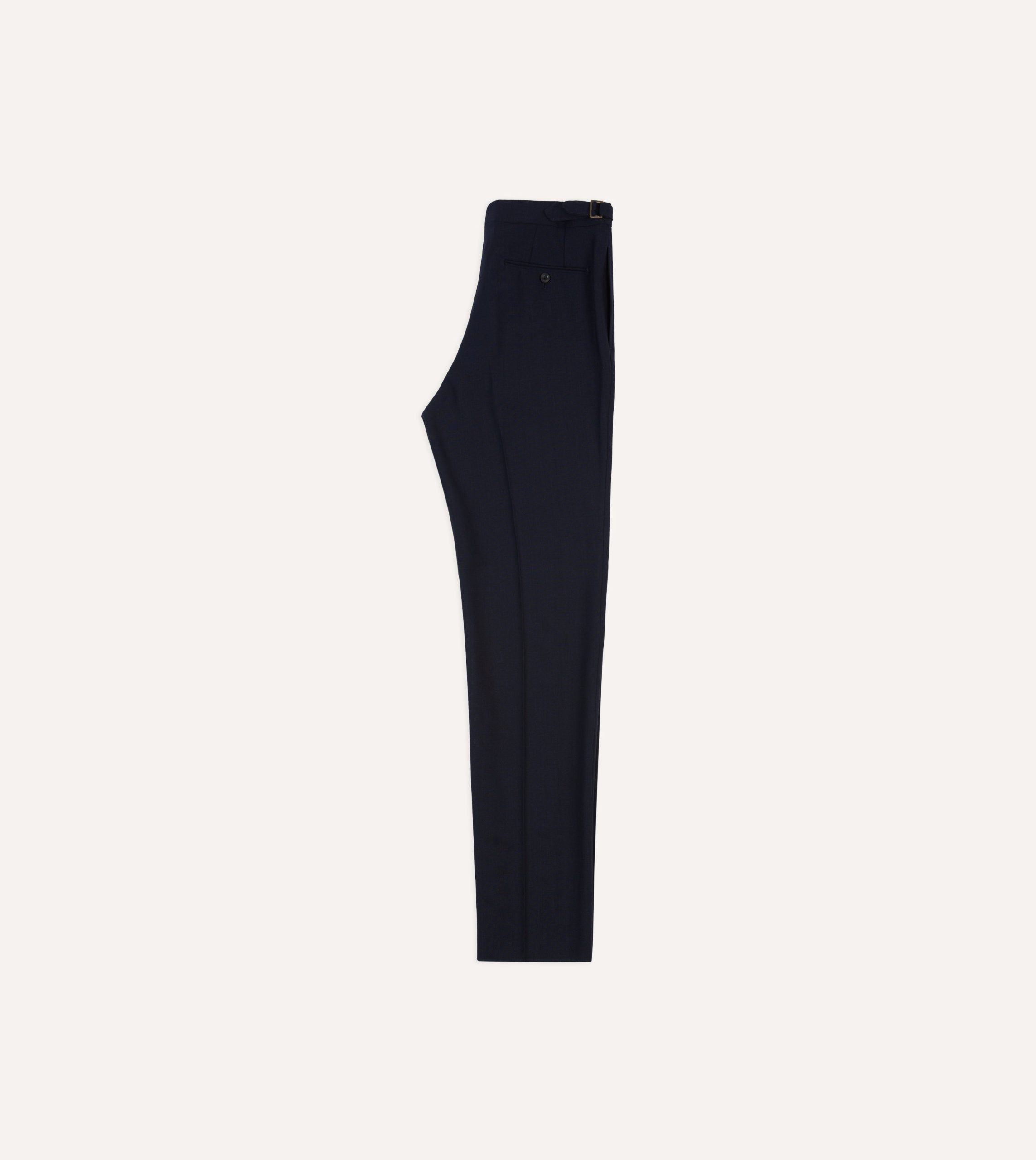 Navy Tropical Wool Single Pleat Trouser - Image 6
