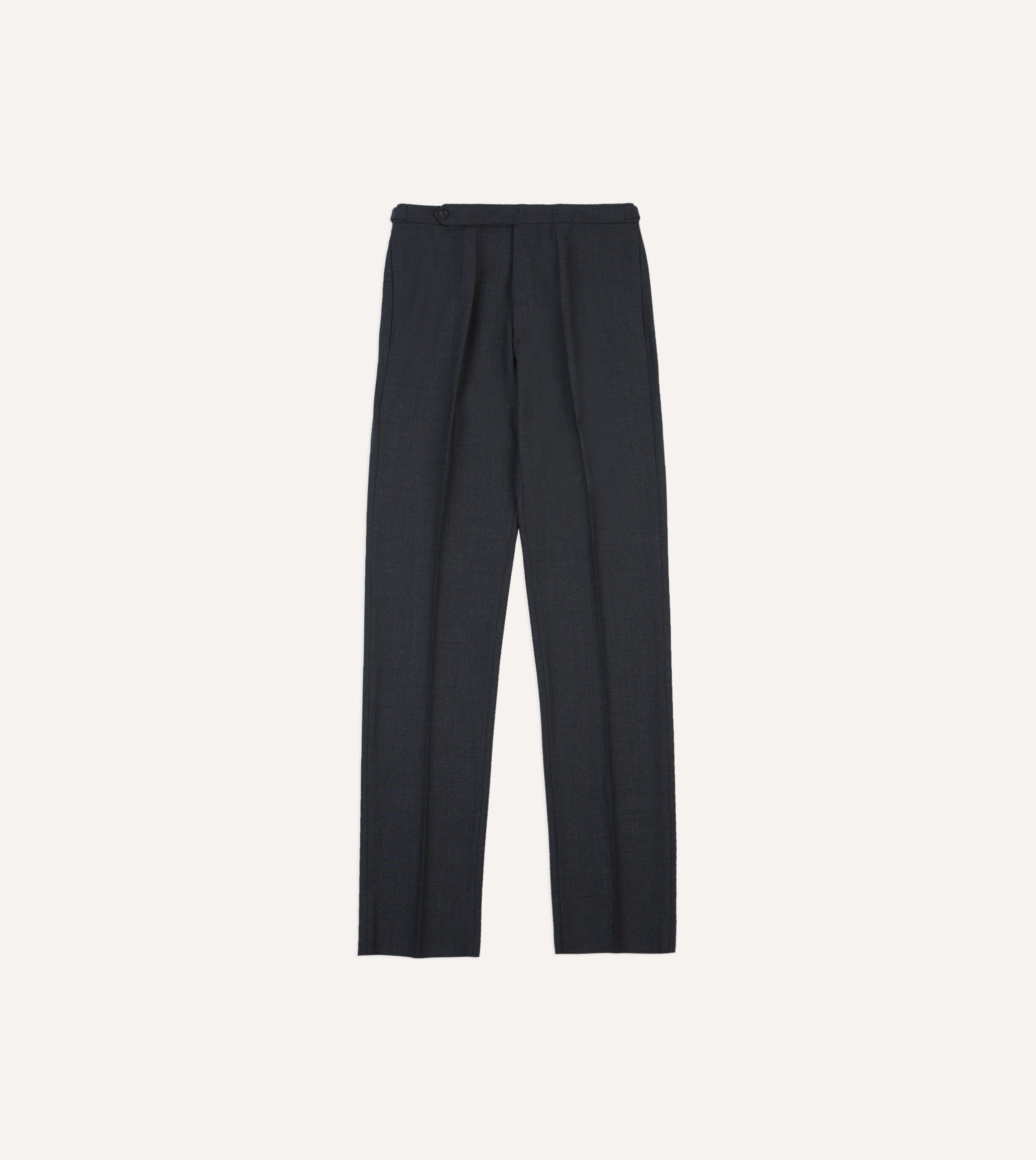 Charcoal Tropical Wool Single Pleat Trouser - Image 3