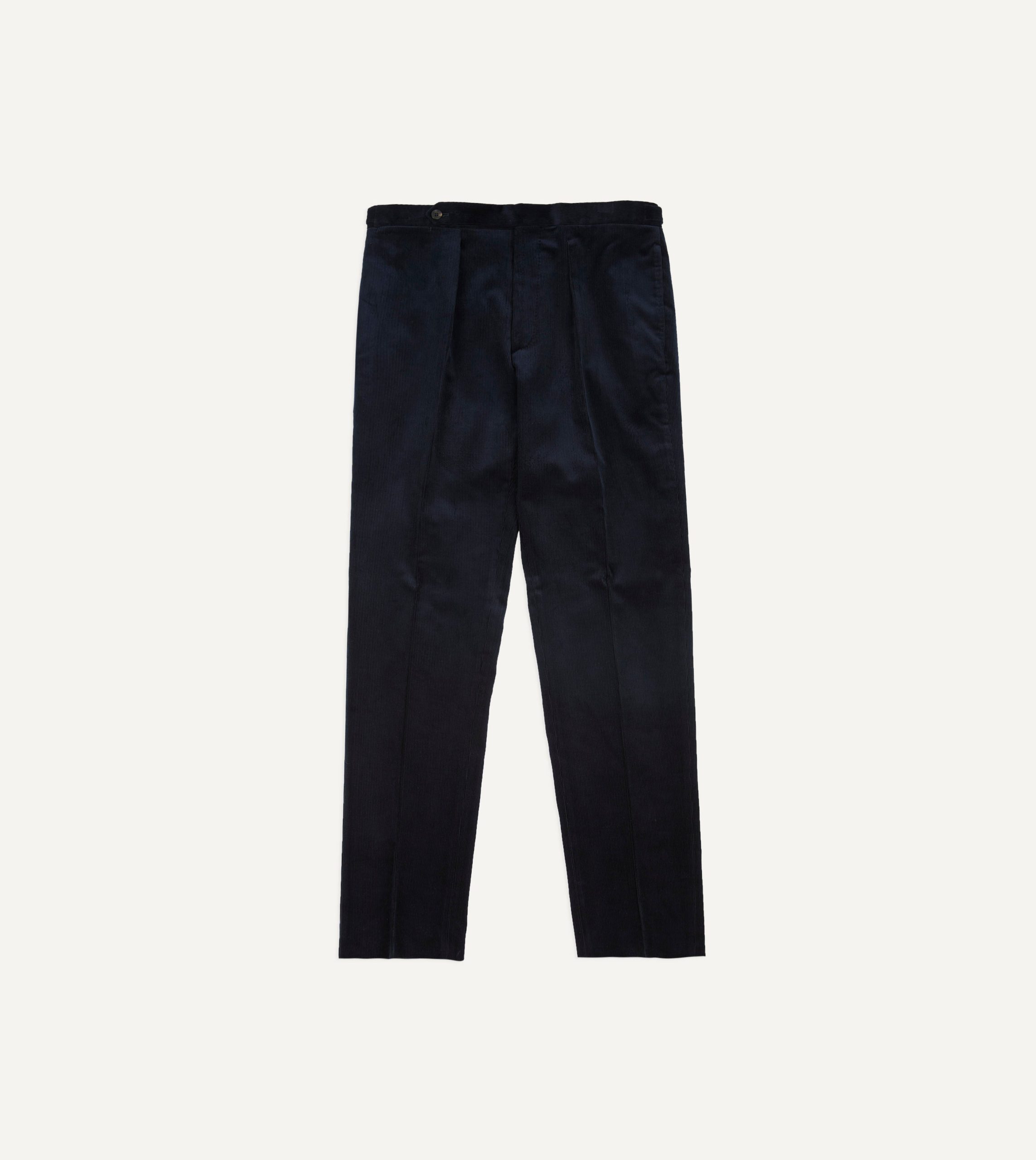 Navy Mid-Wale Corduroy Single Pleat Trouser - Image 3