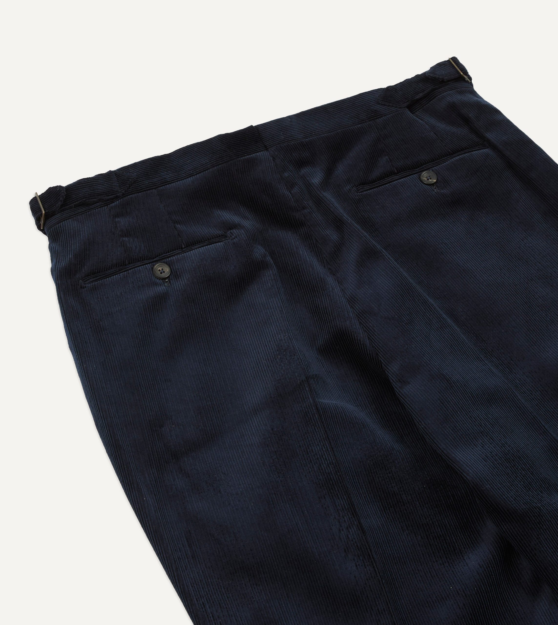 Navy Mid-Wale Corduroy Single Pleat Trouser - Image 5