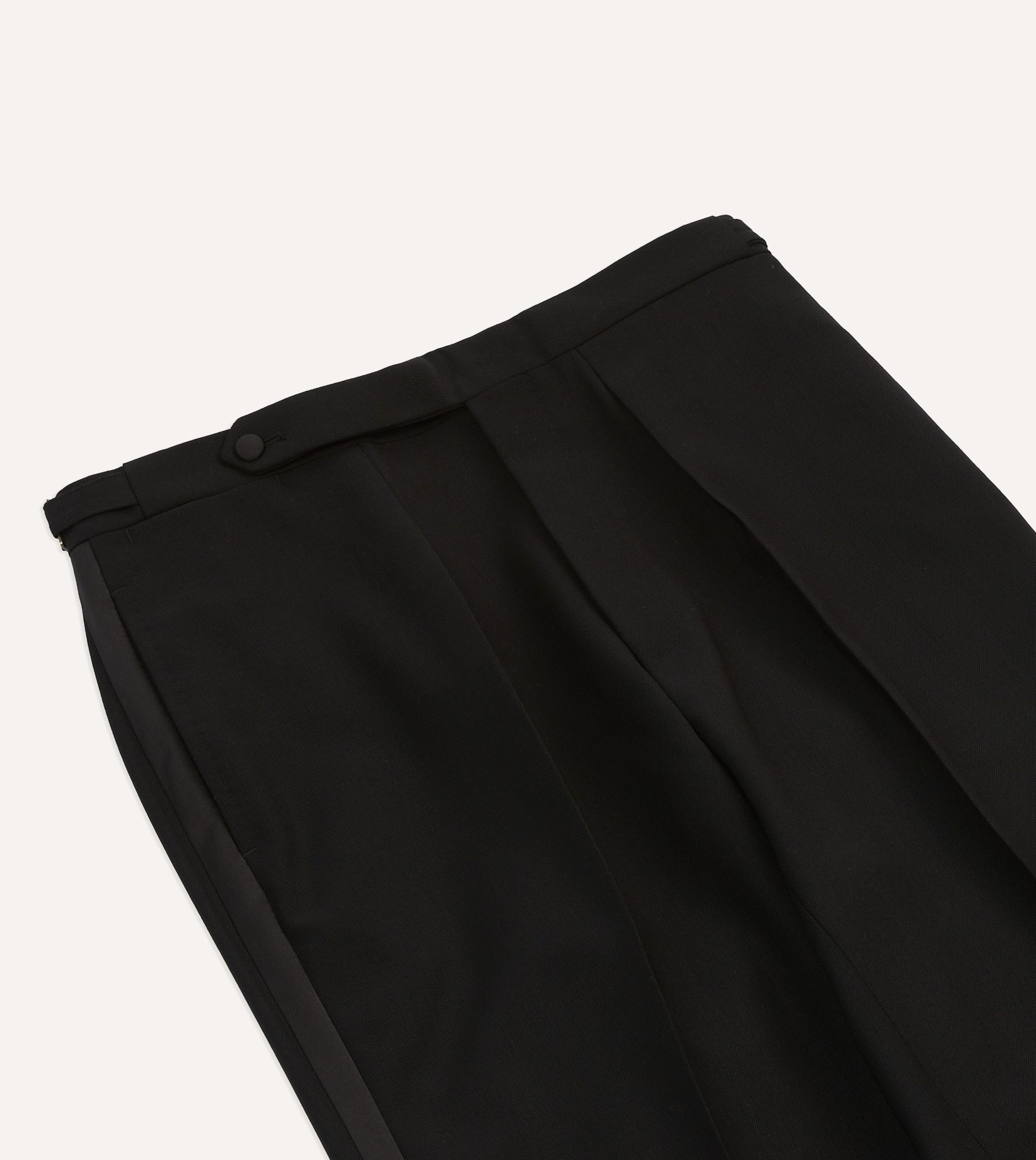 Black Wool Shawl Collar Tuxedo Trousers - Image 4