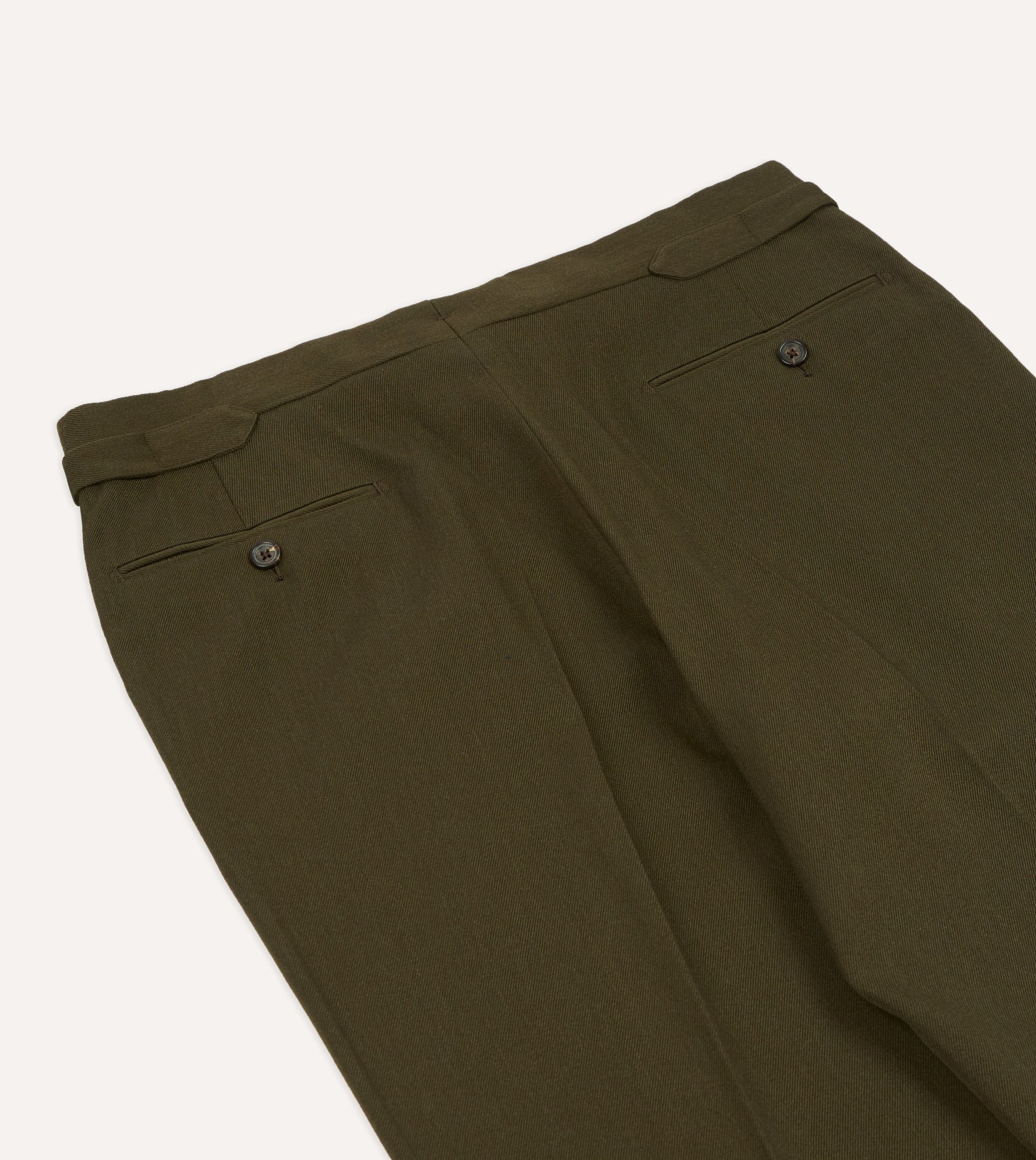 Olive Wool-Cotton Single Pleat Trouser - Image 5