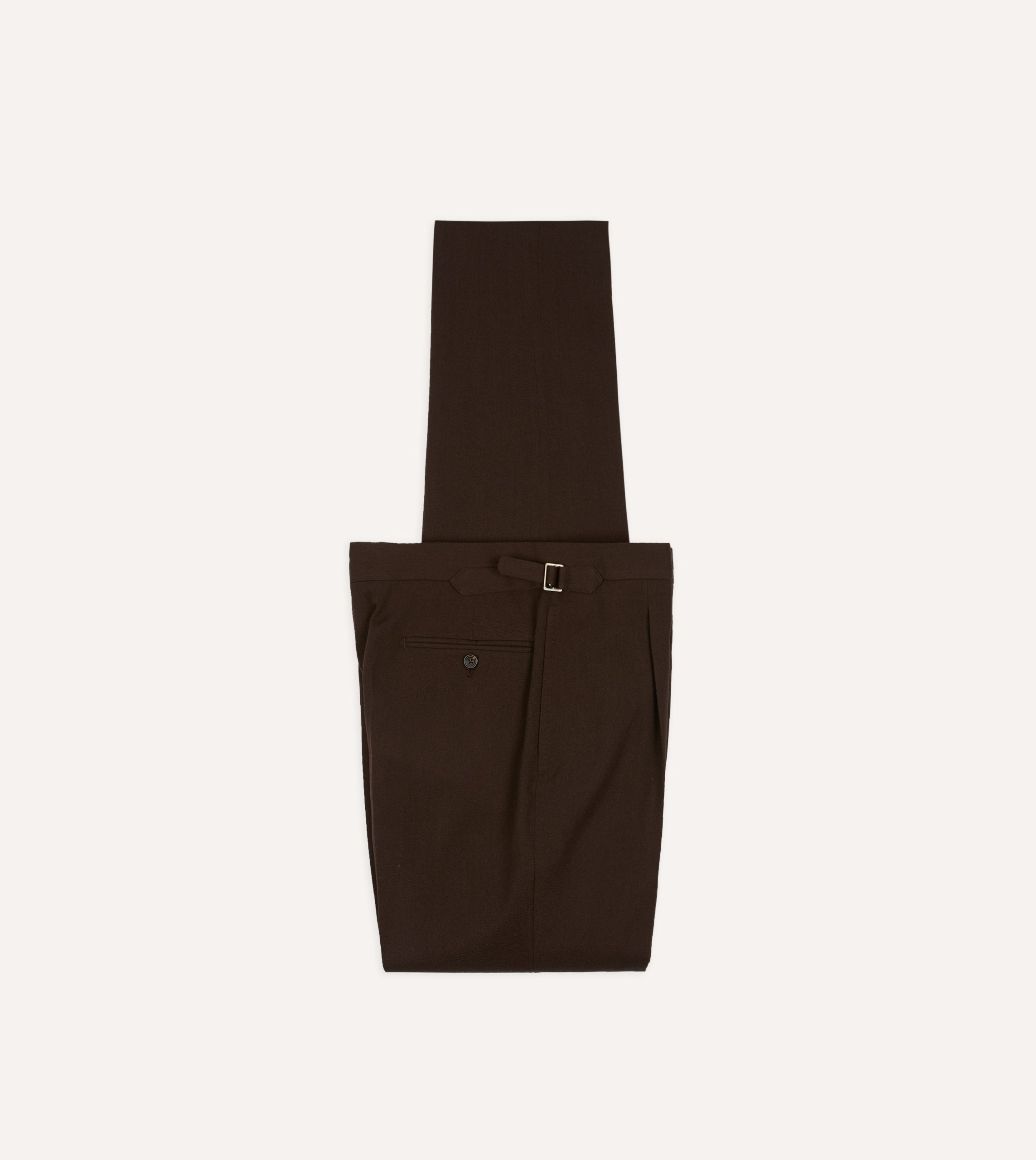 Brown Wool-Cotton Single Pleat Trouser