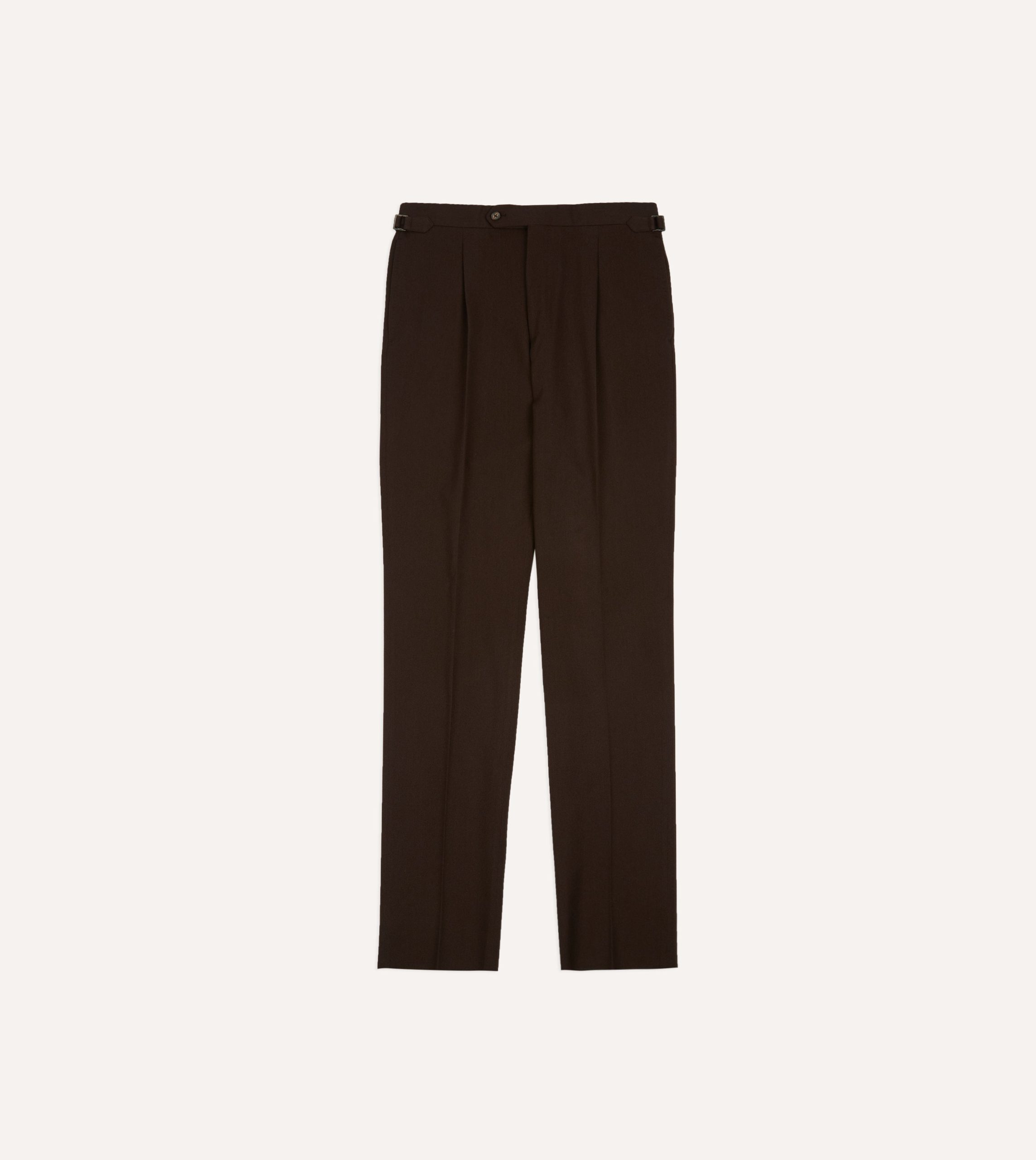 Brown Wool-Cotton Single Pleat Trouser - Image 3