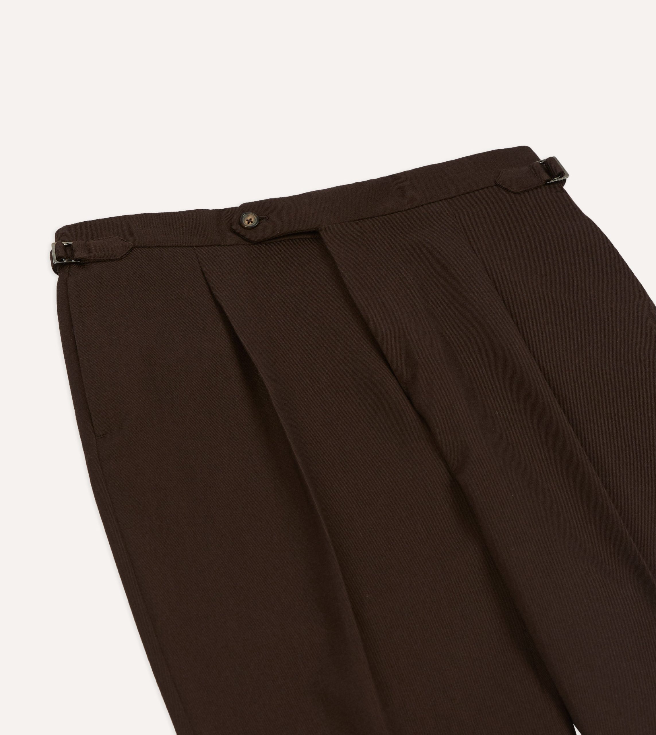 Brown Wool-Cotton Single Pleat Trouser - Image 4