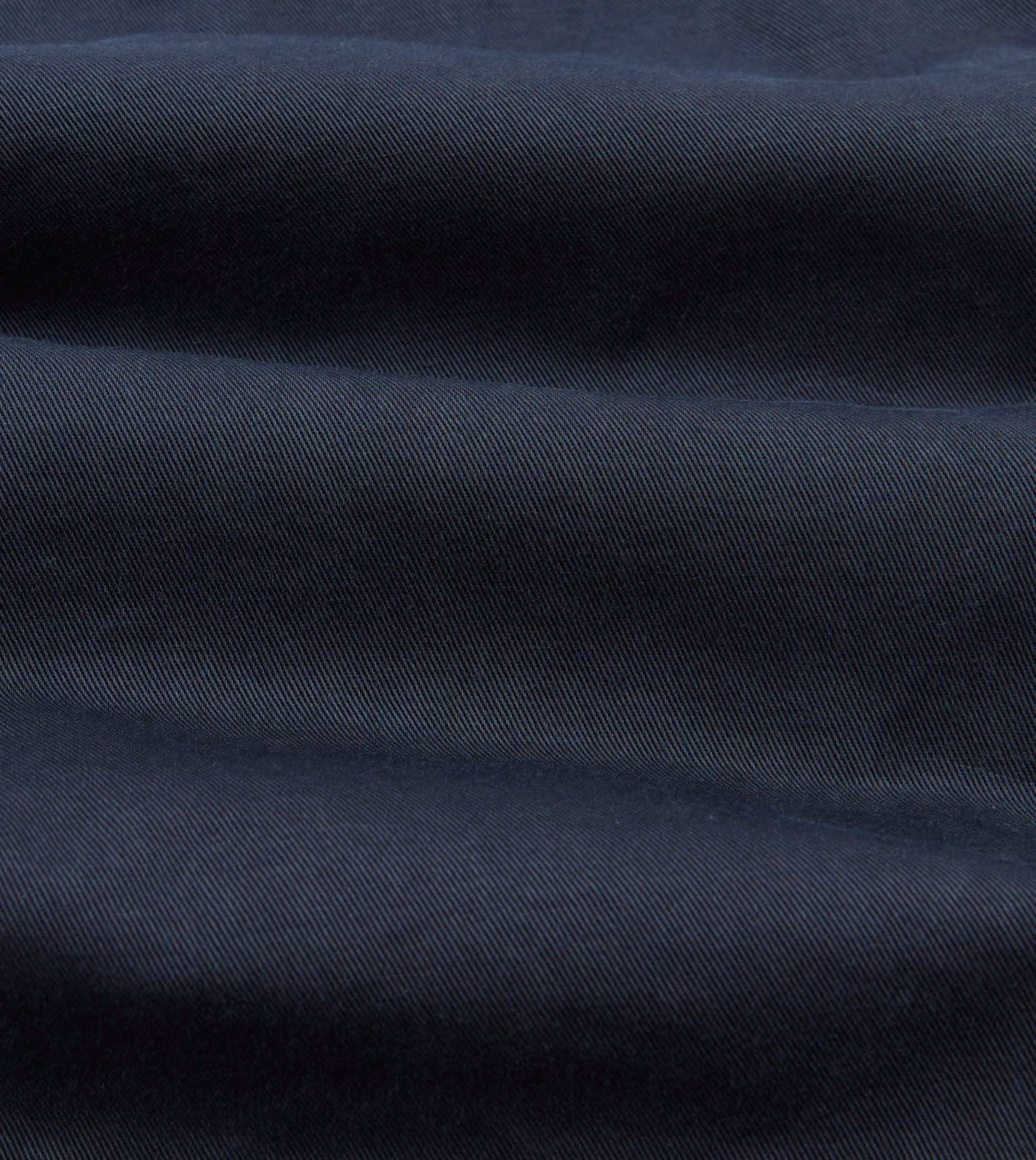 Washed Navy Cotton Twill Single-Pleat Shorts - Image 2