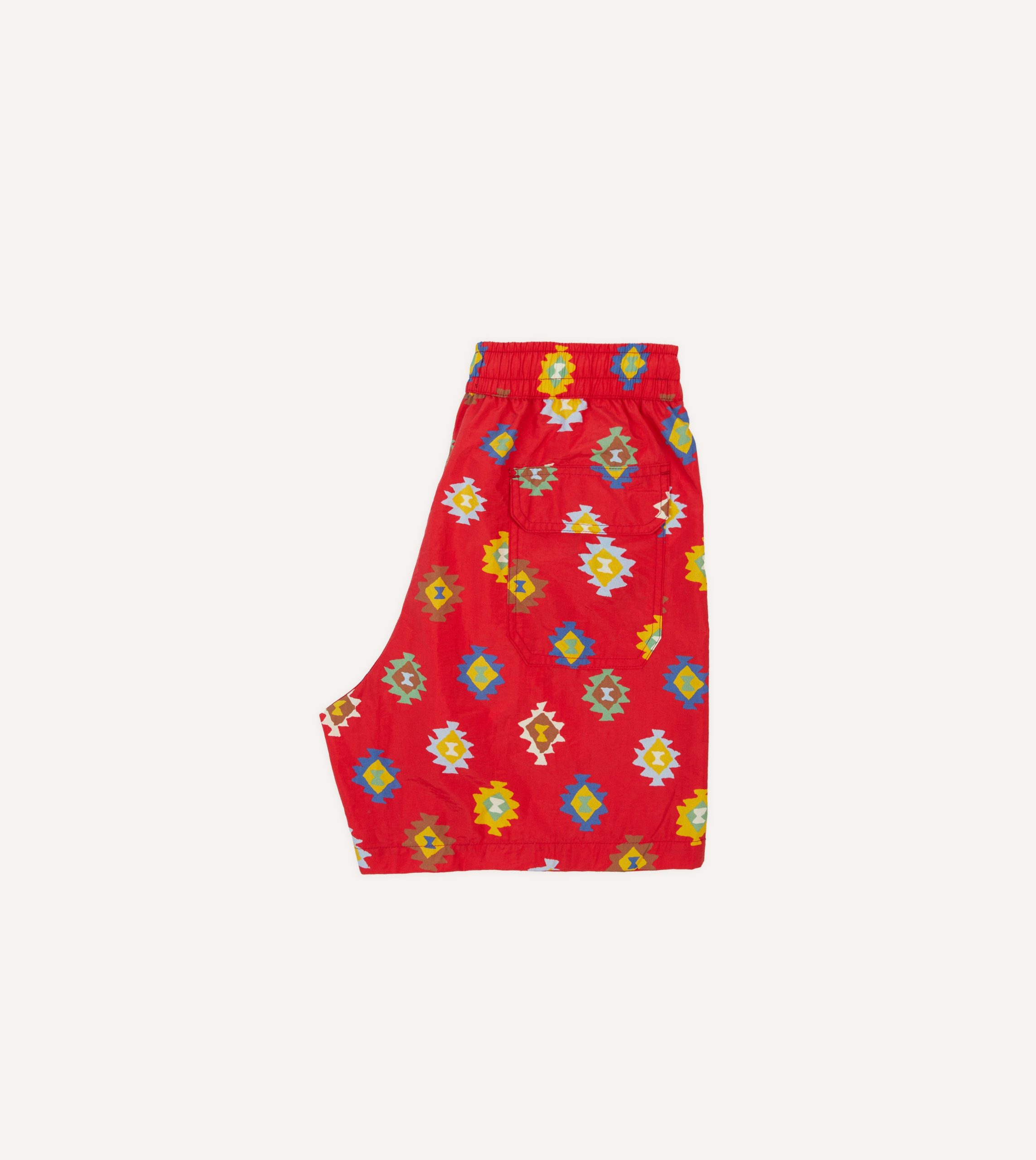 Red Kilim Print Nylon Drawstring Swim Shorts - Image 6