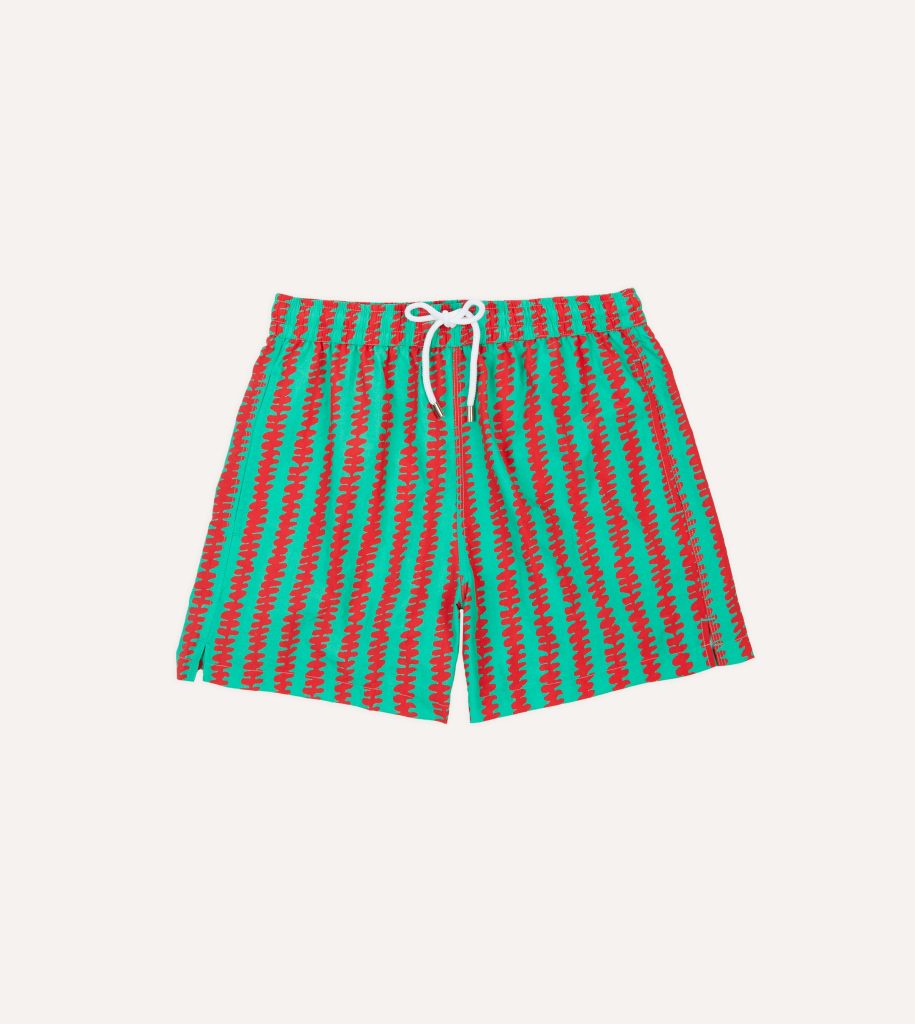 Kelim Stripe Print Nylon Drawstring Swim Shorts