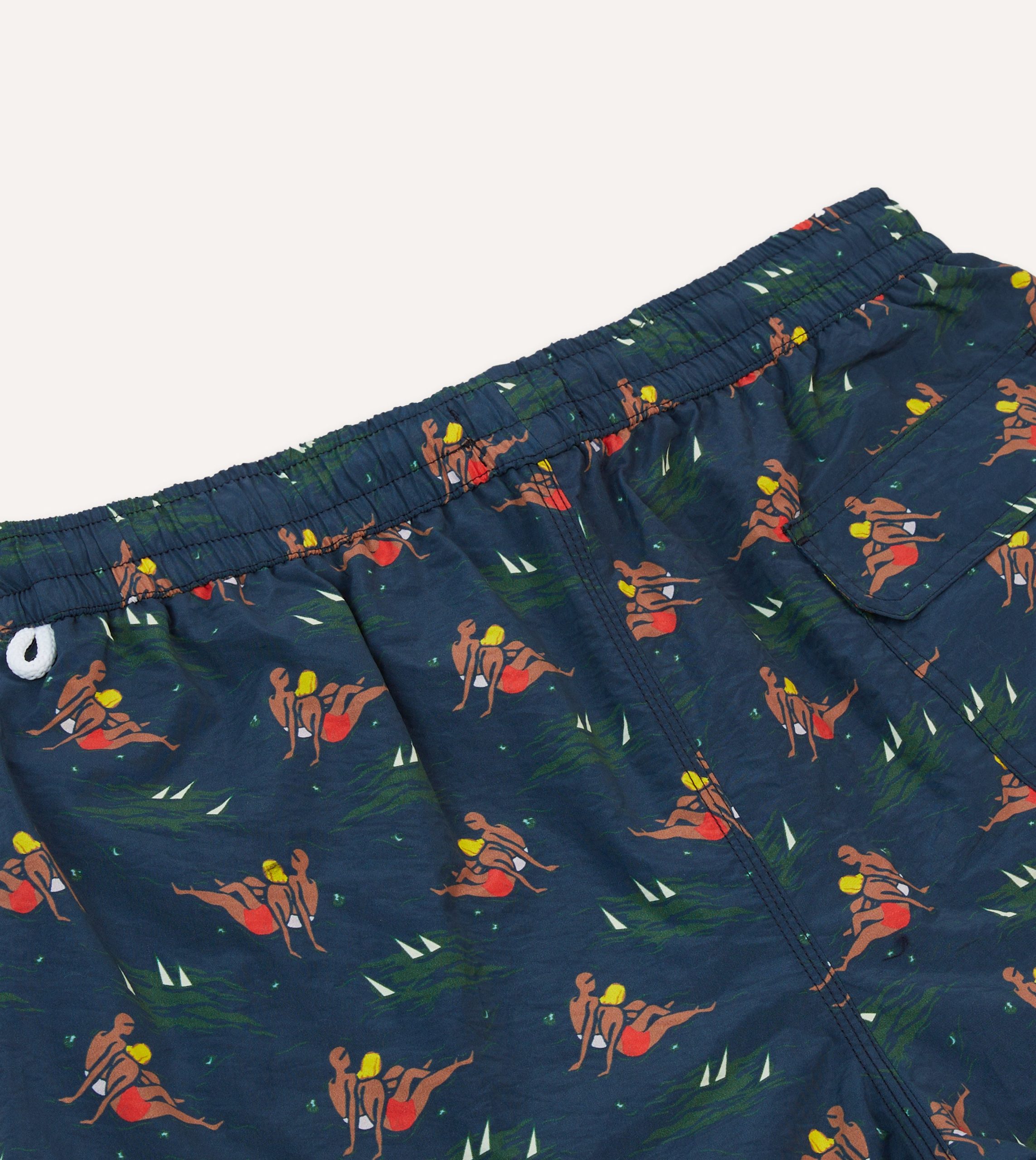 Bathers Print Nylon Drawstring Swim Shorts - Image 5