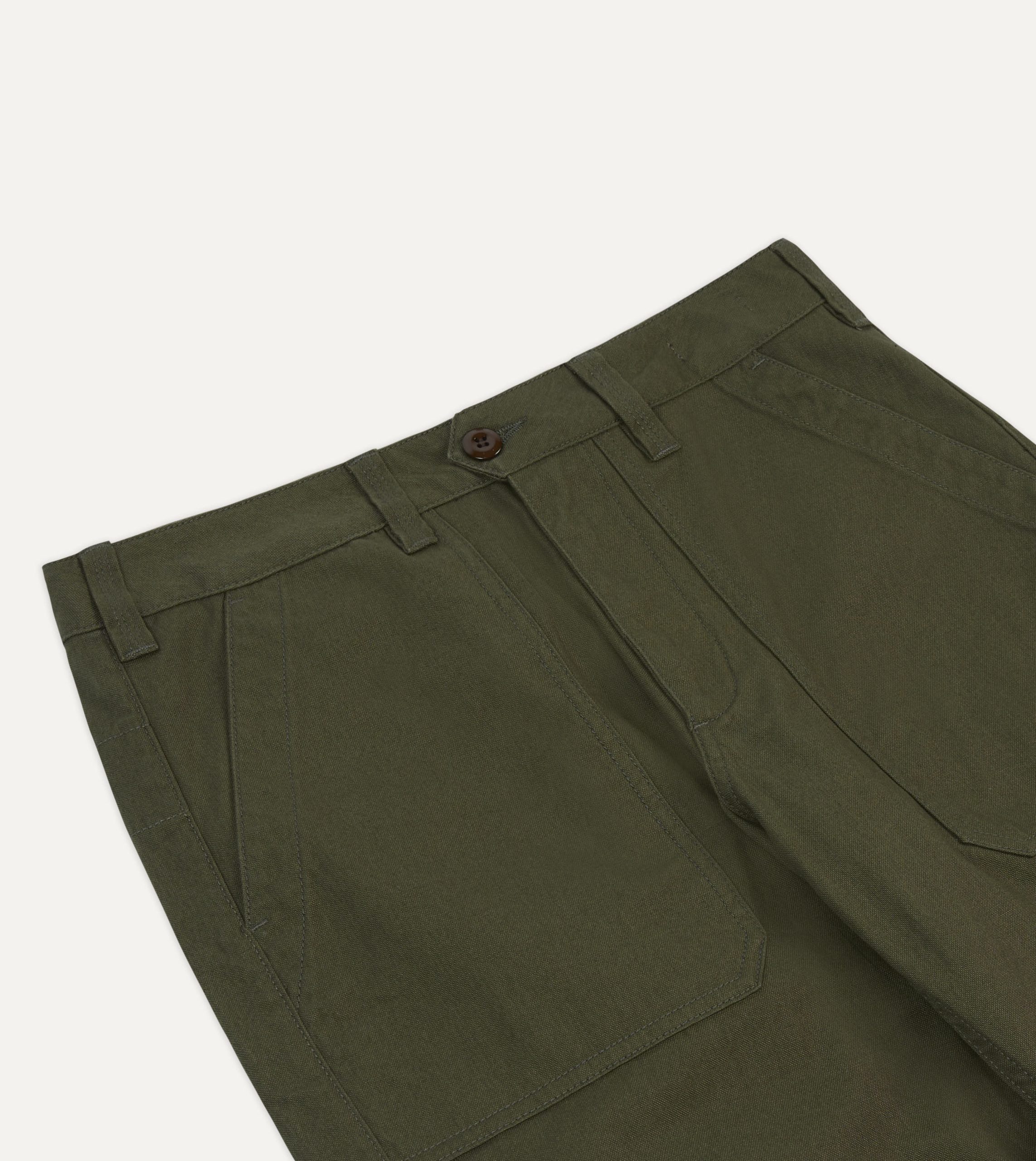 St. JOHN by Drake's Olive Cotton Fatigue Trouser - Image 4
