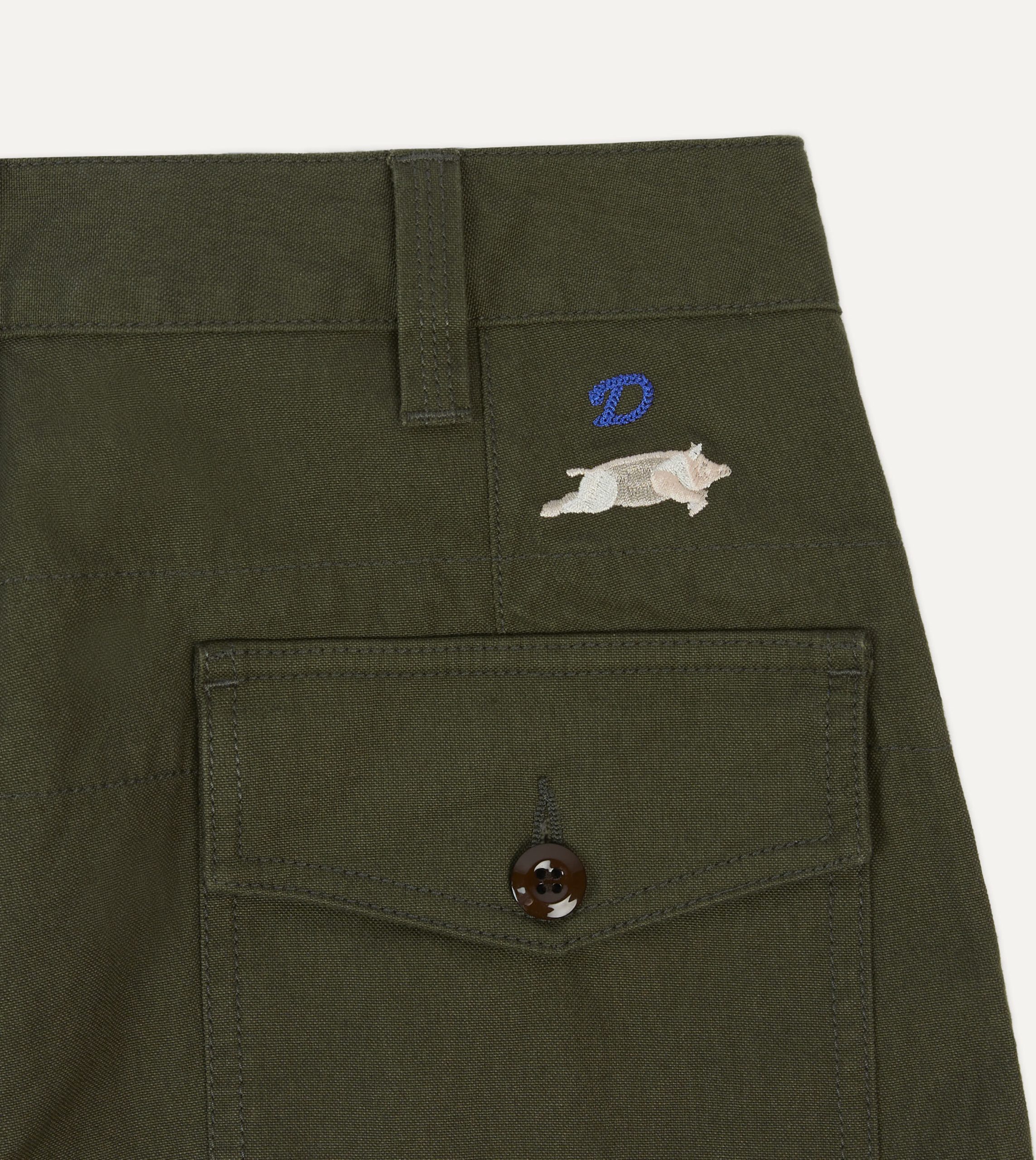 St. JOHN by Drake's Olive Cotton Fatigue Trouser - Image 6