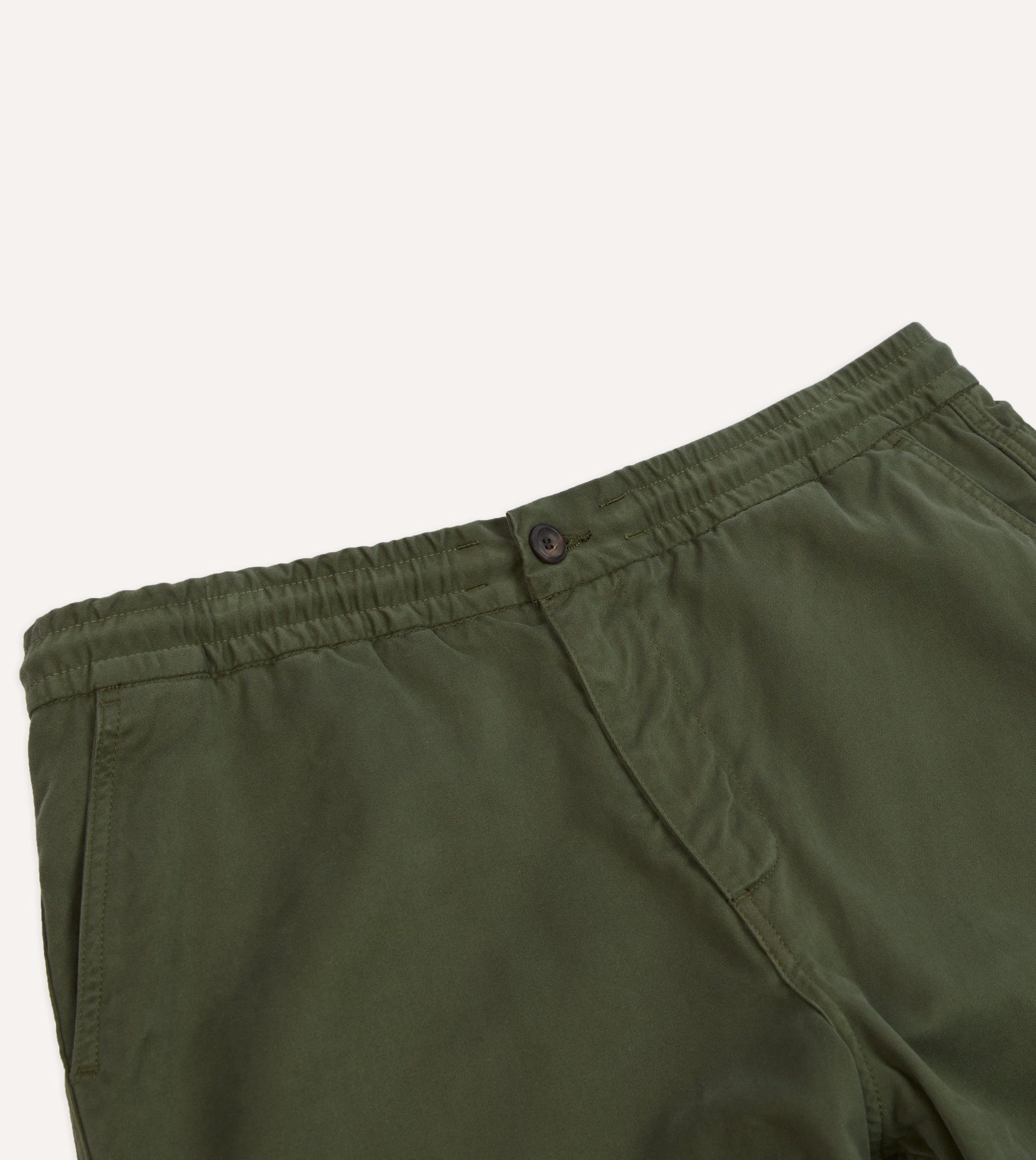 Olive Cotton Drawstring Trousers - Image 4