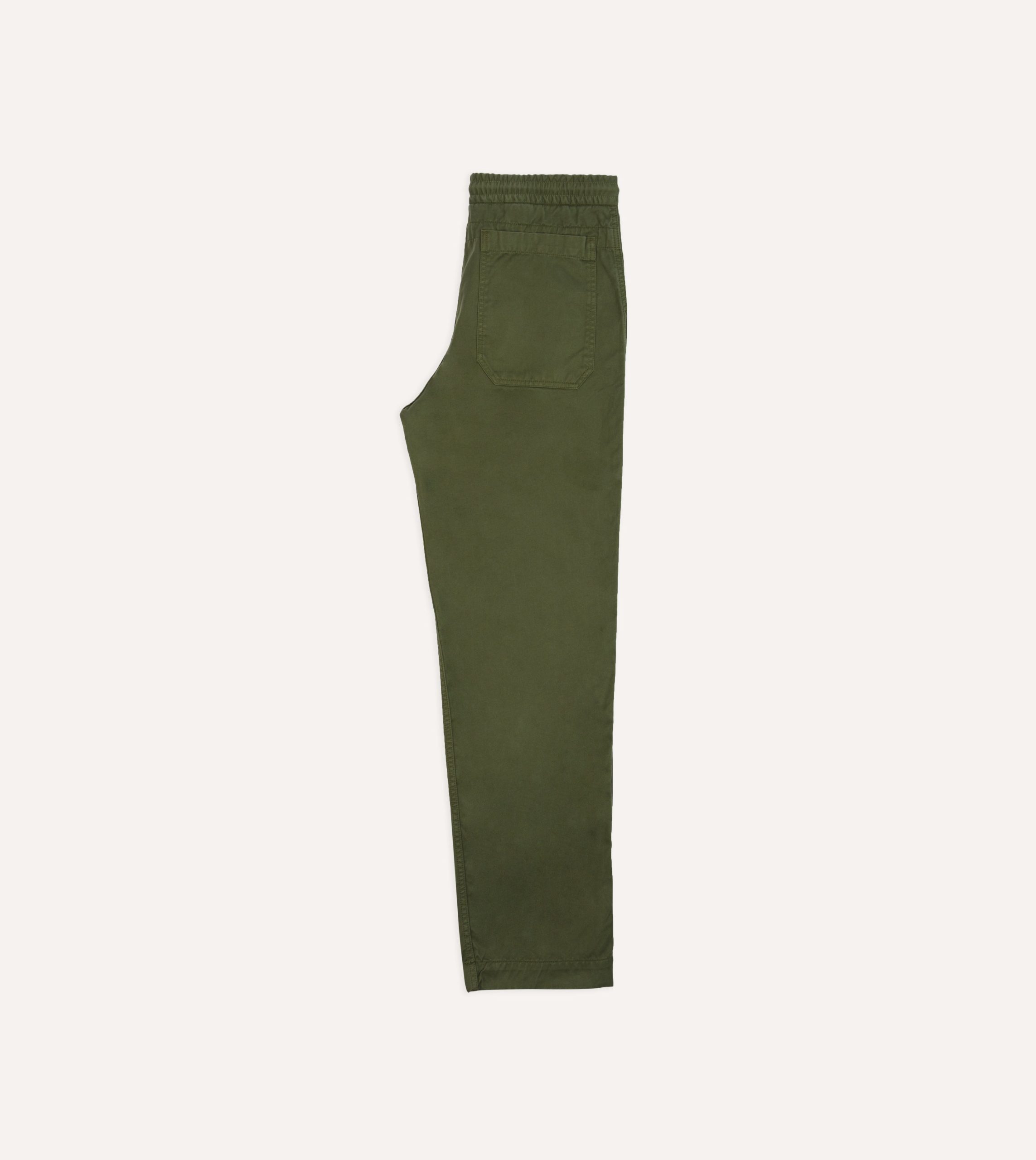 Olive Cotton Drawstring Trousers - Image 7