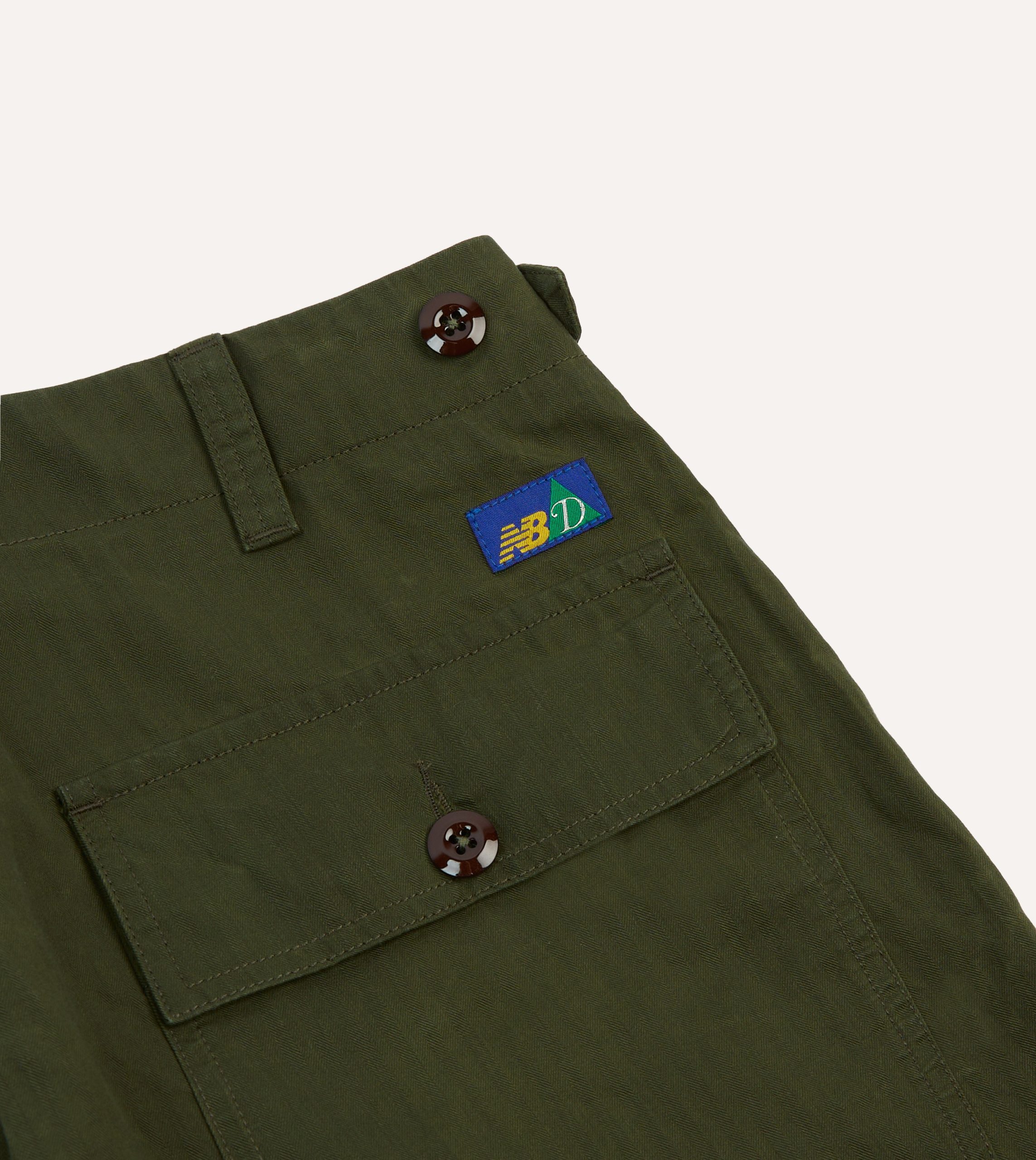 Drake's and New Balance Waxed Herringbone Cotton Games Trousers - Image 6