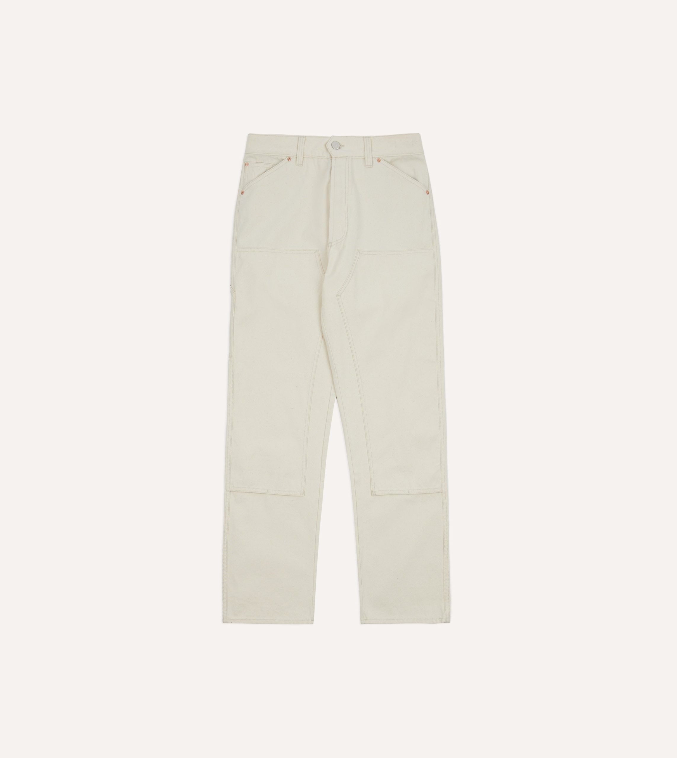 Ecru Cotton Canvas Carpenter Jeans - Image 6
