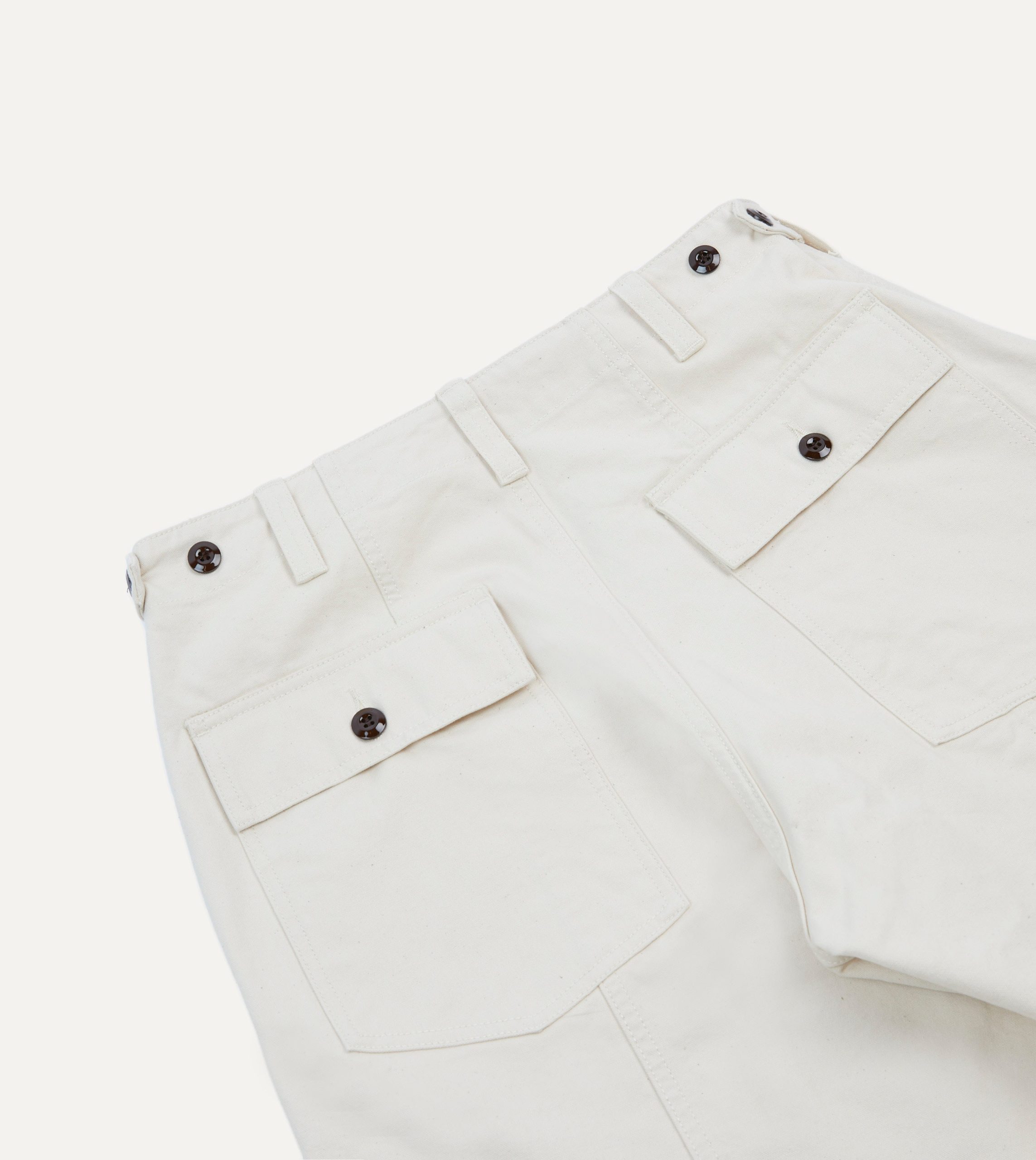 Ecru Cotton Canvas Panel Trousers - Image 5