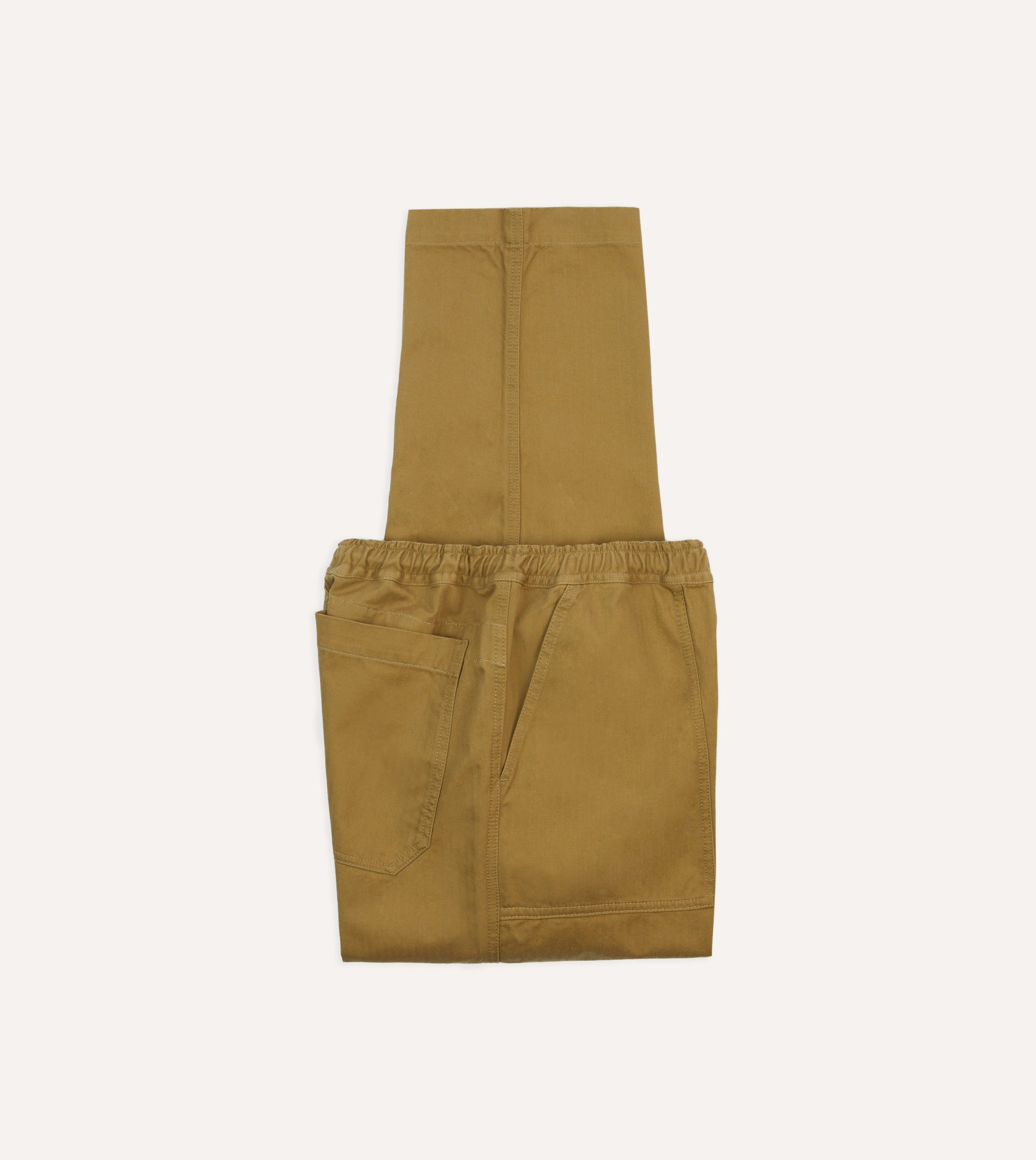 Khaki Herringbone Twill Cotton Drawstring Trousers