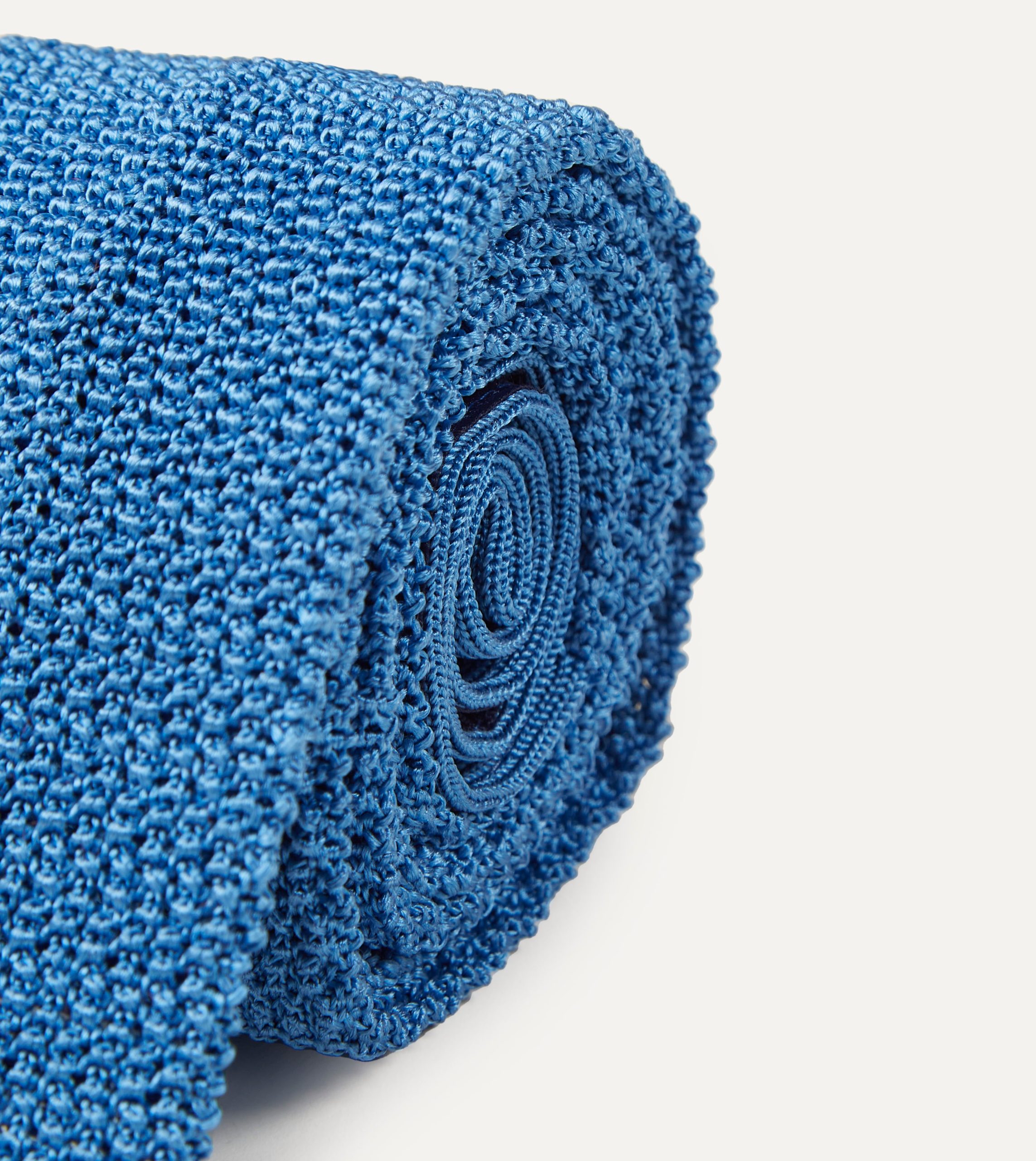 Light Blue Knitted Silk Solid Colour Tie - Image 3