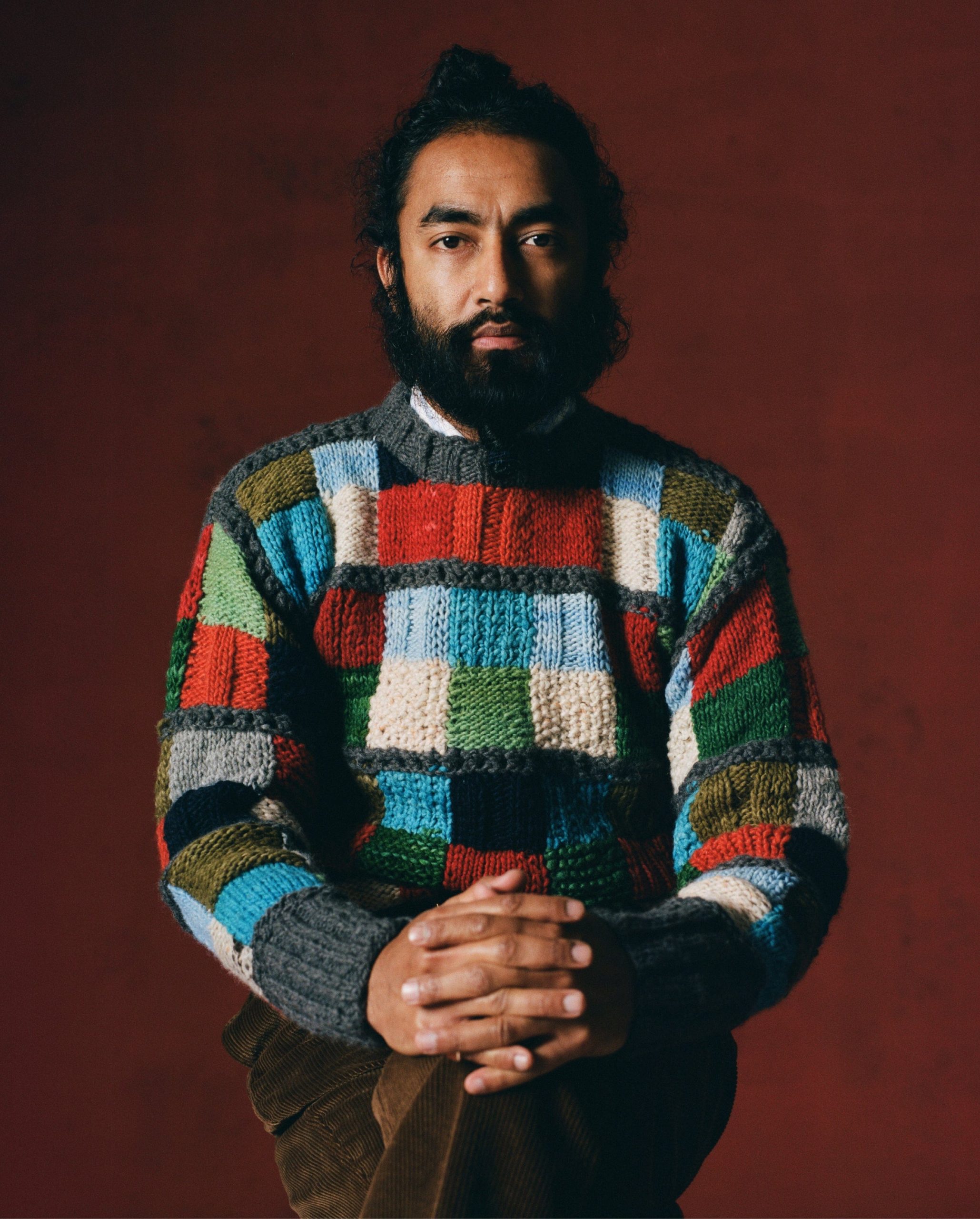 Chamula for Drake's Patchwork Merino Jumper - Image 6